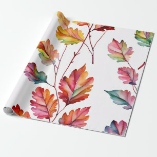 Papier Cadeau Collection de feuilles d'aquarelle vive