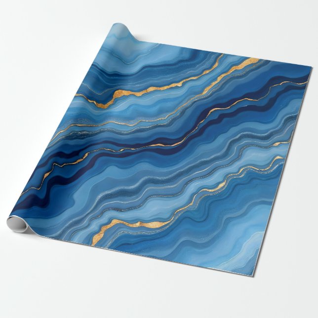 Papier Cadeau Collection de marbre bleu azur (Déroulé)
