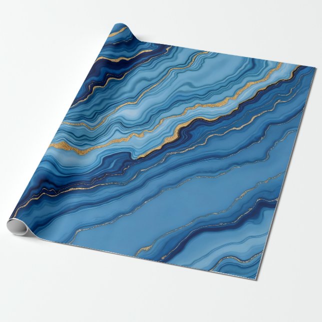 Papier Cadeau Collection de marbre bleu azur moderne (Déroulé)