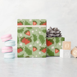 Papier Cadeau Collection de Motifs de paniers de fruits - Fraise