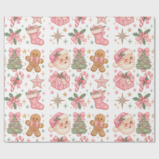 Papier Cadeau Collection de Noël Rose Coquette