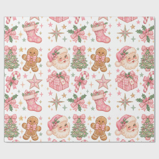 Papier Cadeau Collection de Noël Rose Coquette
