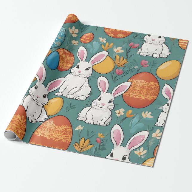 Papier Cadeau Collection de Pâques Bunny tendance (Déroulé)