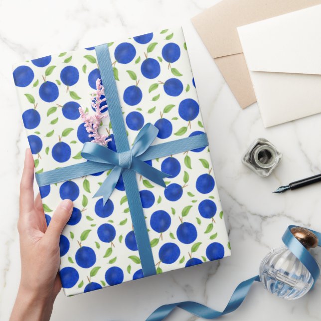 Papier Cadeau Collection de prunes botaniques ivoire (Cadeaux)