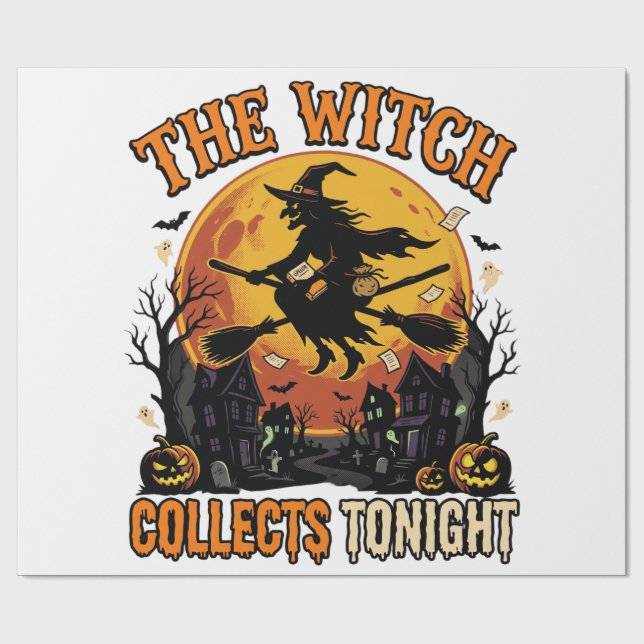 Papier Cadeau Collection de sorcière d'Halloween Humour (Plat)