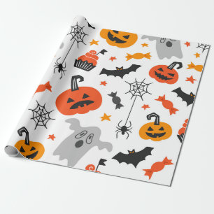 Papier Cadeau Collection de symboles d'halloween motif