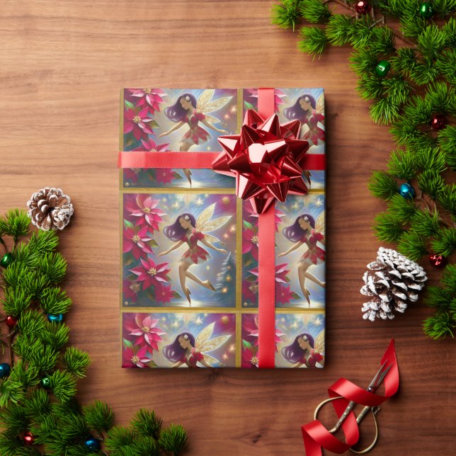 Papier Cadeau Collection Fée de Noël - Cheveux droits prune (Cadeau de vacances)