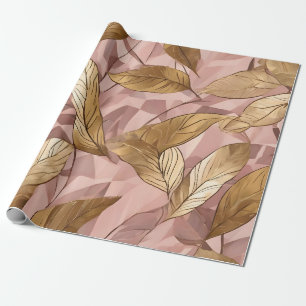Papier Cadeau Collection Feuille tendance de Boho Rose Rose rose