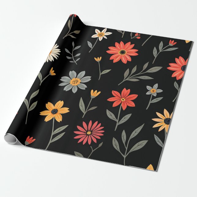 Papier Cadeau Collection Florale Vintage populaire (Déroulé)