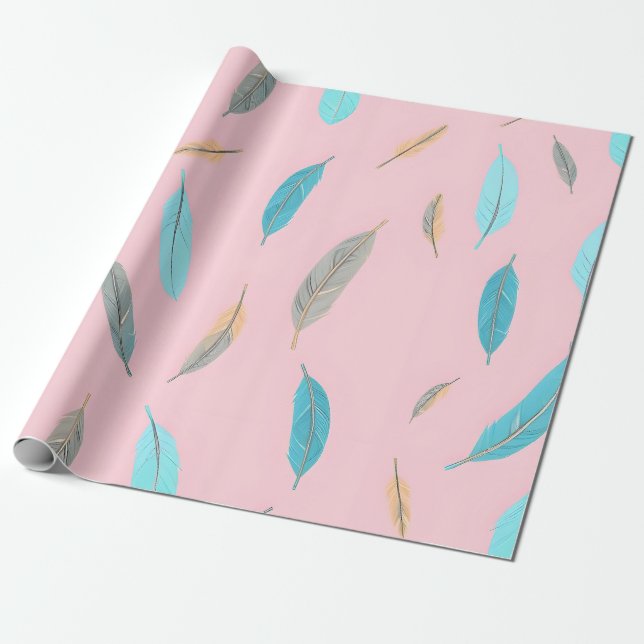 Papier Cadeau Collection Luxe Boho Popular Feathers (Déroulé)