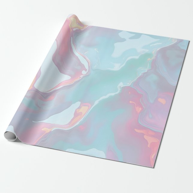 Papier Cadeau Collection Luxe Moderne Rose Pâle Vert Menthe Doux (Déroulé)