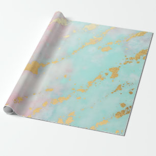 Papier Cadeau Collection Luxe Rose Pâle Menthe Douce Or Tendance
