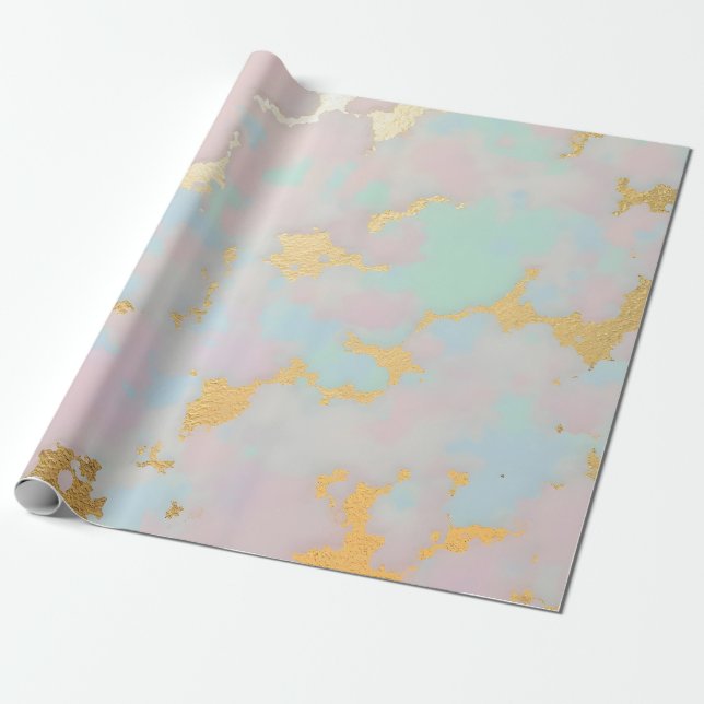 Papier Cadeau Collection Luxe Rose Pâle Menthe Or Populaire (Déroulé)