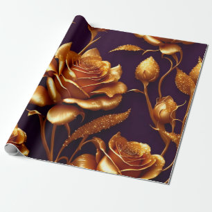 Papier Cadeau Collection moderne de luxe Big Gold Rose