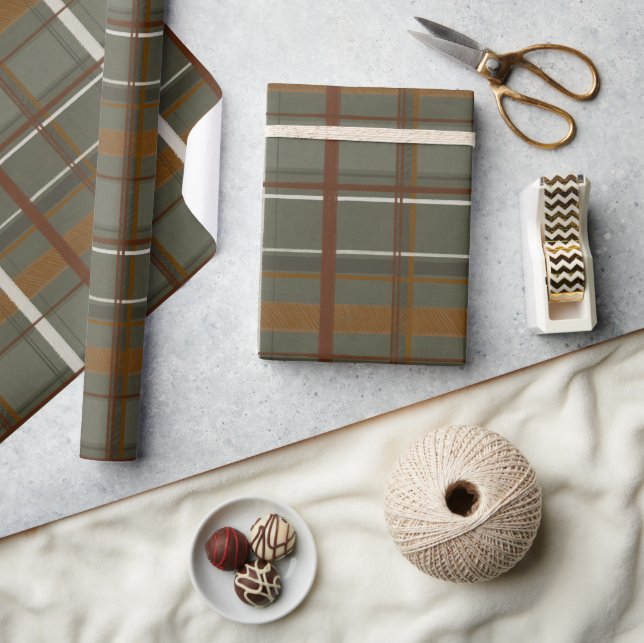 Papier Cadeau Collection Noël | Plaids Vert, Crème, Tan (Artisanat)