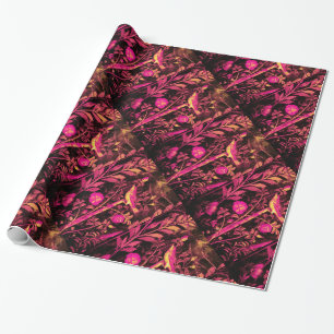 Papier Cadeau COLLECTION POMPEII NUIT AVEC ROSE rose