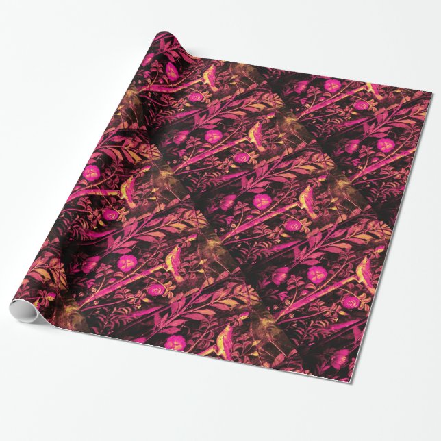 Papier Cadeau COLLECTION POMPEII NUIT AVEC ROSE rose (Déroulé)