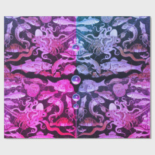 Papier Cadeau COLLECTION POMPEII /SEA LIFE Bleu rose Nautique