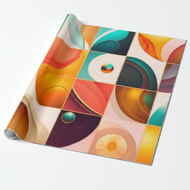 Papier Cadeau Collection populaire Abstraite rétro carré (Déroulé)