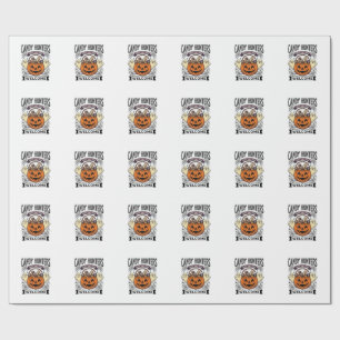 Papier Cadeau Collectionneur de bonbons Halloween Gravure vintag