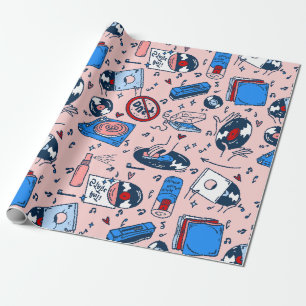 Papier Cadeau collectionneur de disques d'art pop amateur de mus