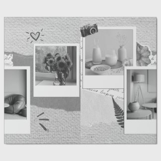 Papier Cadeau Collège de photo minimaliste beige noir et blanc