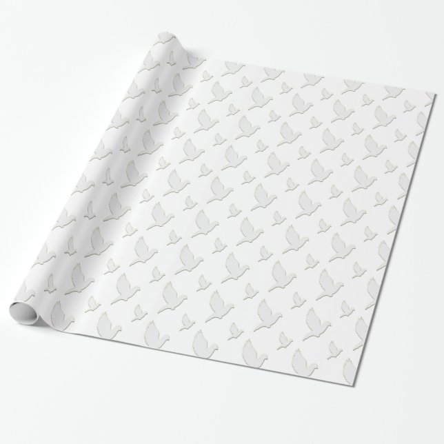 Papier Cadeau Colombe de blanc (Déroulé)