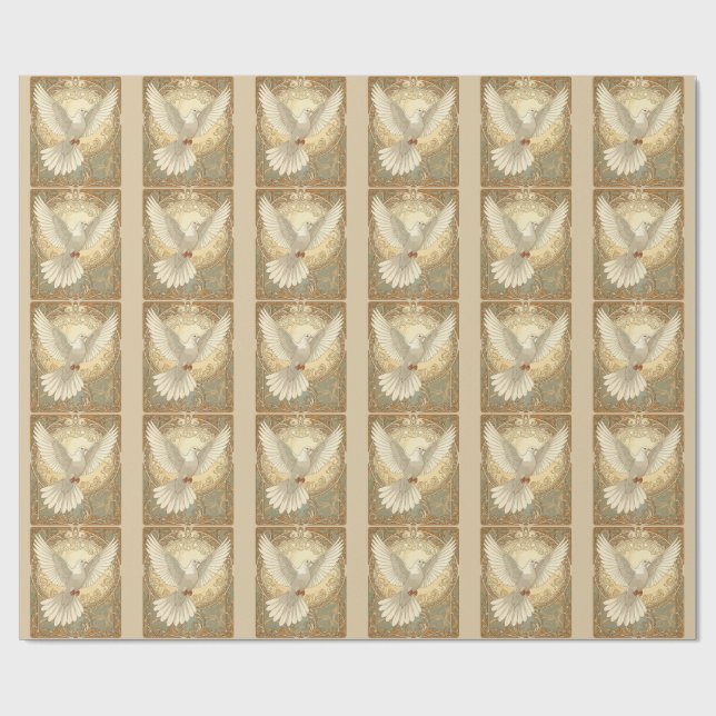 Papier Cadeau Colombe de Paix Nostalgique Romantique  (Plat)