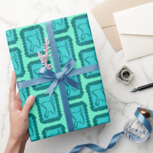 Papier Cadeau Colombes de Noël fantaisistes Grille Joyeux Fêtes