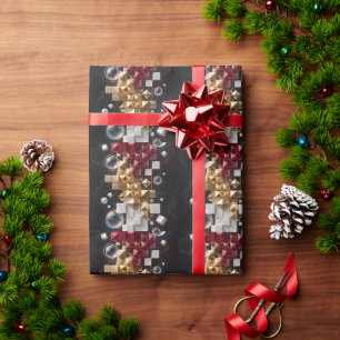 Papier Cadeau Colonne de mosaïque de Noël futuriste 3D