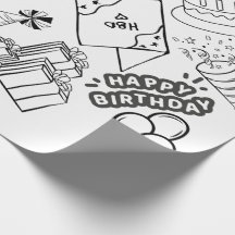 Color Me - Happy Birthday Wrapper Paper