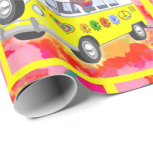 Papier Cadeau colorant de cravate de papillon de Van de hippie