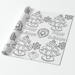 Papier Cadeau Coloration Pour Enfants Arbre De Noël