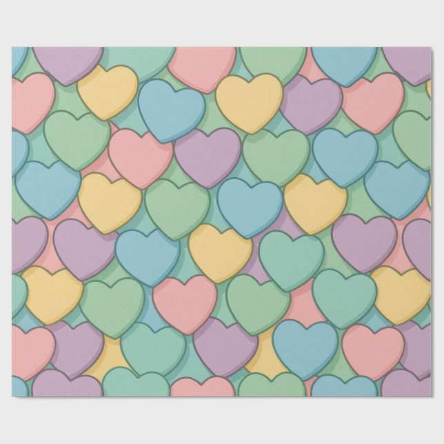 Papier cadeau coloré à motif de coeurs (Plat)