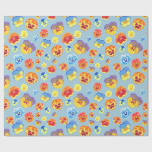 Papier cadeau coloré à motif de pensée bleue