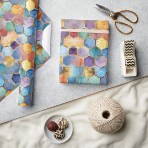 Papier Cadeau Coloré Bleu Violet Orange Jaune Anniversaire