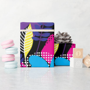Papier Cadeau Coloré Chic Floral & Dot Motif avec Guerre Feuille