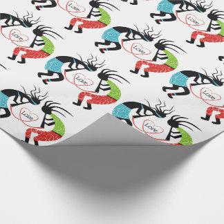 Papier Cadeau Coloré Kokopelli coeur motif