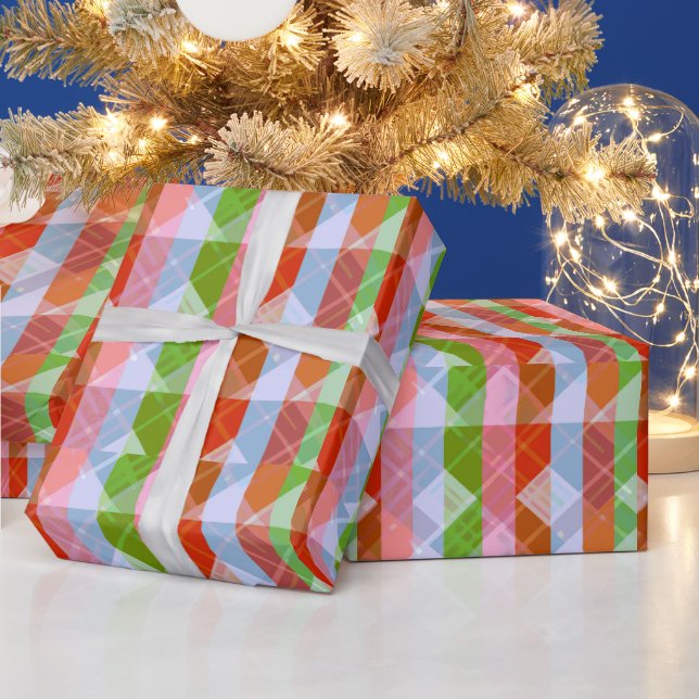 Papier Cadeau Coloré Multicolore Joyeux Rayé  (Vacances)