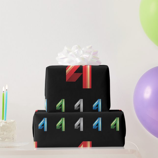 Papier Cadeau Coloré Numéro Quatre Papier d'enveloppement (Créateur téléchargé)