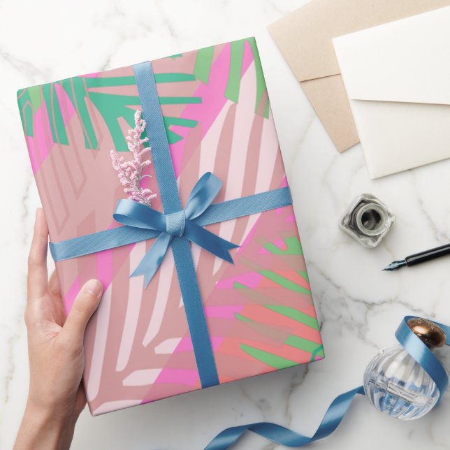 Papier Cadeau Coloré Palm Feuille Motif (Cadeaux)