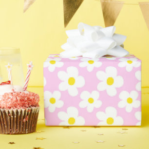 Papier Cadeau Coloré Retro Daisy Floral Rose