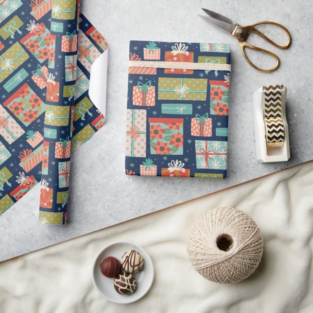 Papier Cadeau Coloré Retro Noël boîte cadeau de vacances (Artisanat)