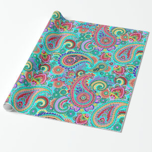 Papier Cadeau Coloré Retro Paisley Motif