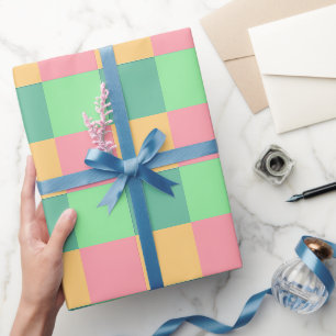 Papier Cadeau Coloré rose vert bleu jaune Carré