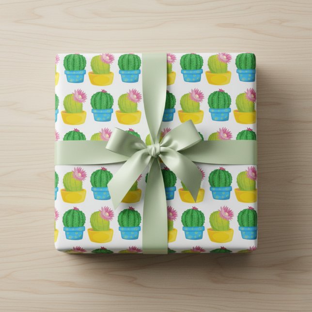 Papier Cadeau Colorée Cactus Blooms Enveloppement Papier (Cactus Gift Wrapping Paper)