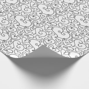 Papier Cadeau Colorez votre propre Motif de Coeurs Whimsical