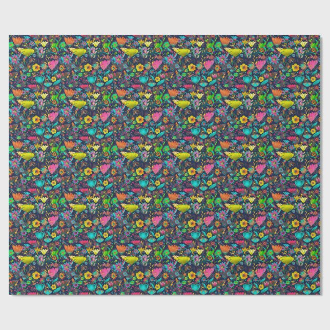 Papier Cadeau Colorful botanical pattern (Plat)