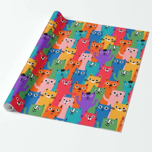 Papier Cadeau Colorful cats (Déroulé)