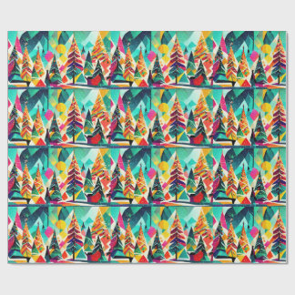 Papier Cadeau Colorful design of Christmas trees